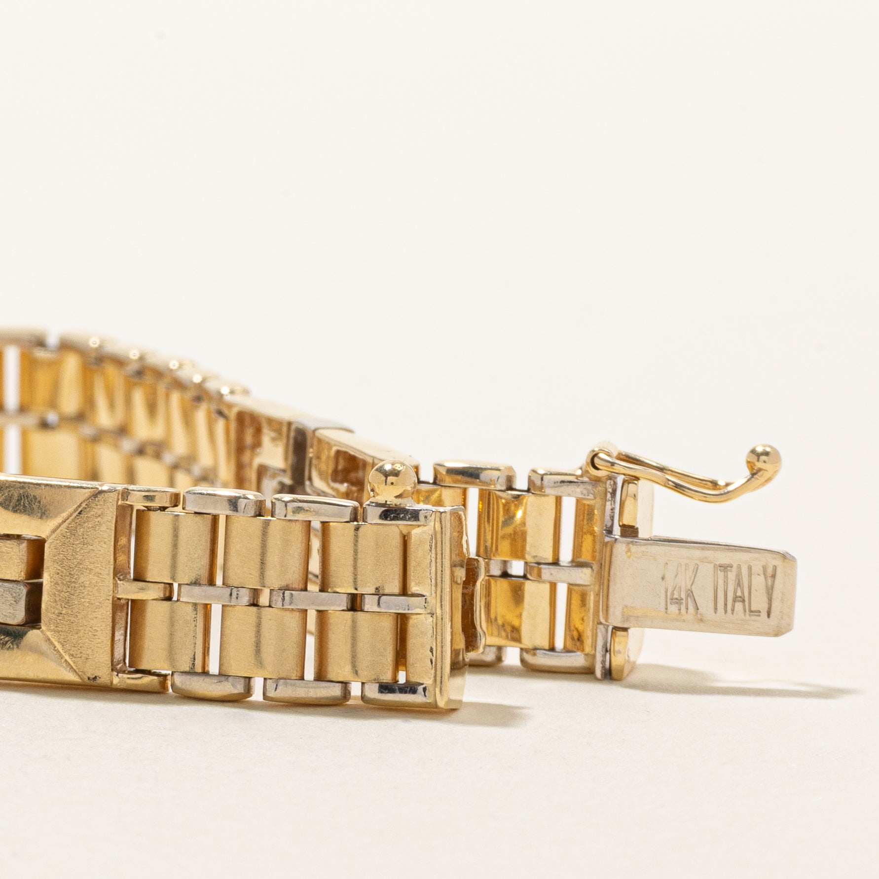 14k Yellow & White Gold Watch Strap Bracelet | 8.25"