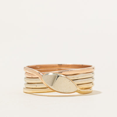 14k Tri Tone Gold Ring with Crossover Design | 7.75 | SZ 10