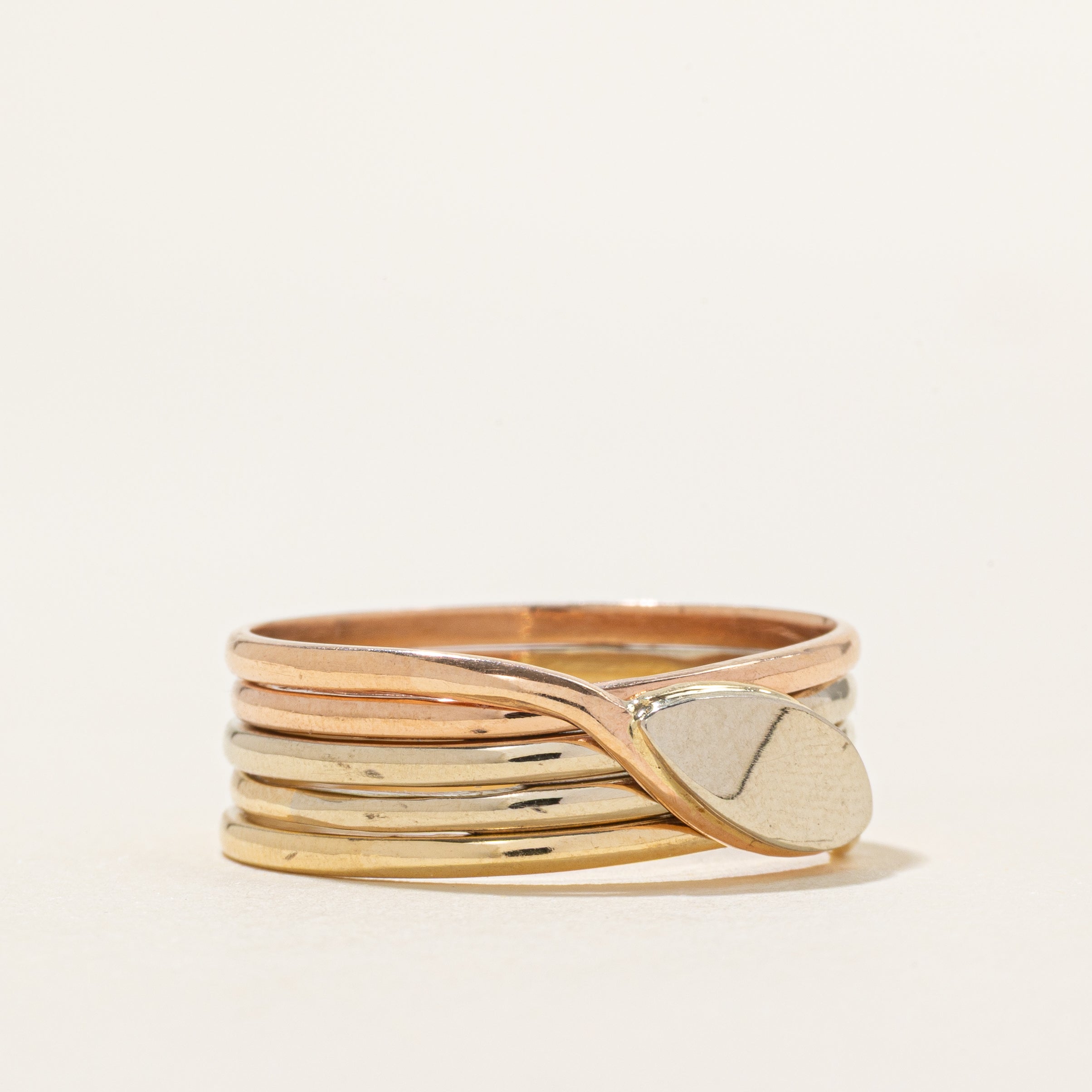 14k Tri Tone Gold Ring with Crossover Design | 7.75 | SZ 10