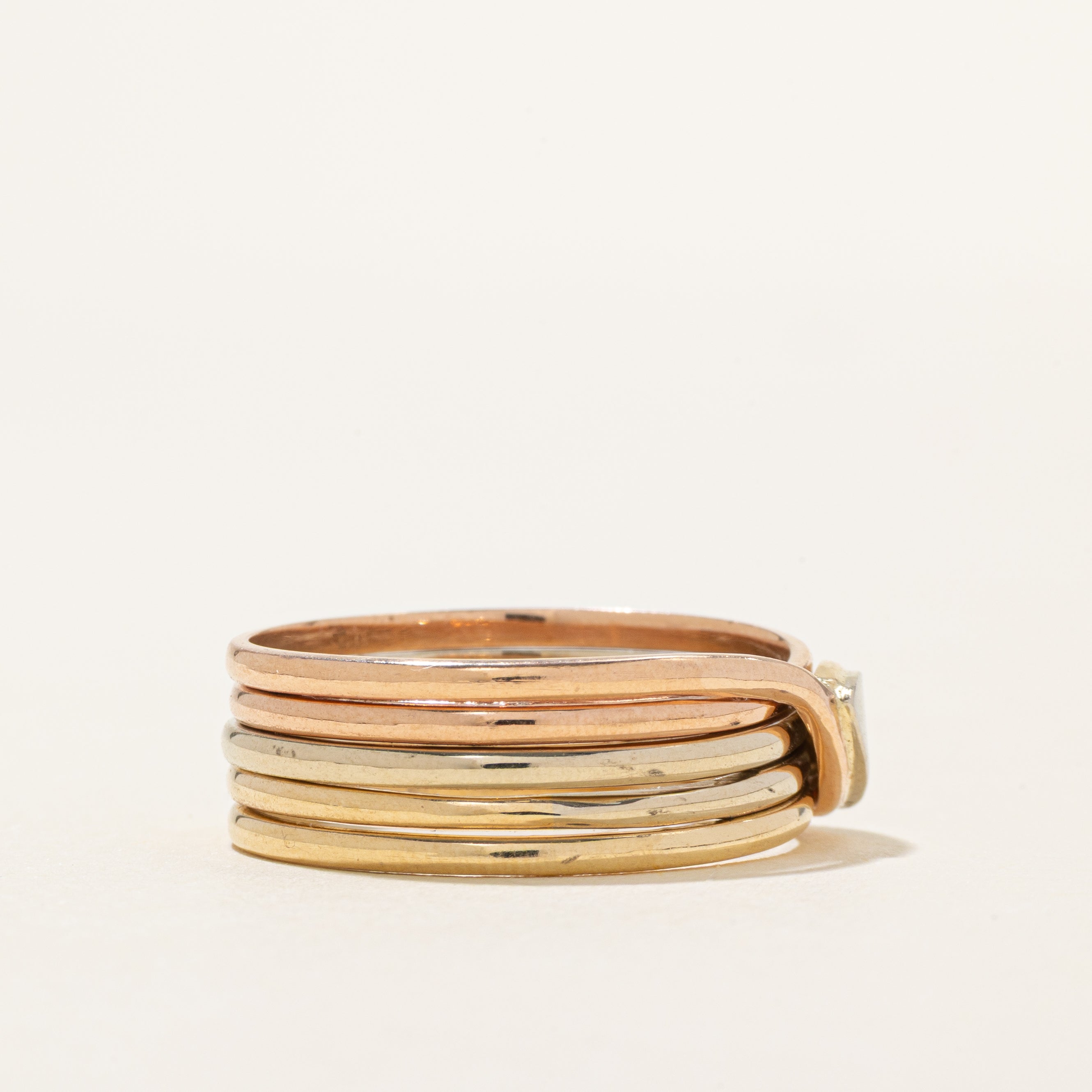 14k Tri Tone Gold Ring with Crossover Design | 7.75 | SZ 10