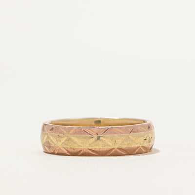 10k Yellow & Rose Gold Engraved Band | 6mm | SZ 10.25