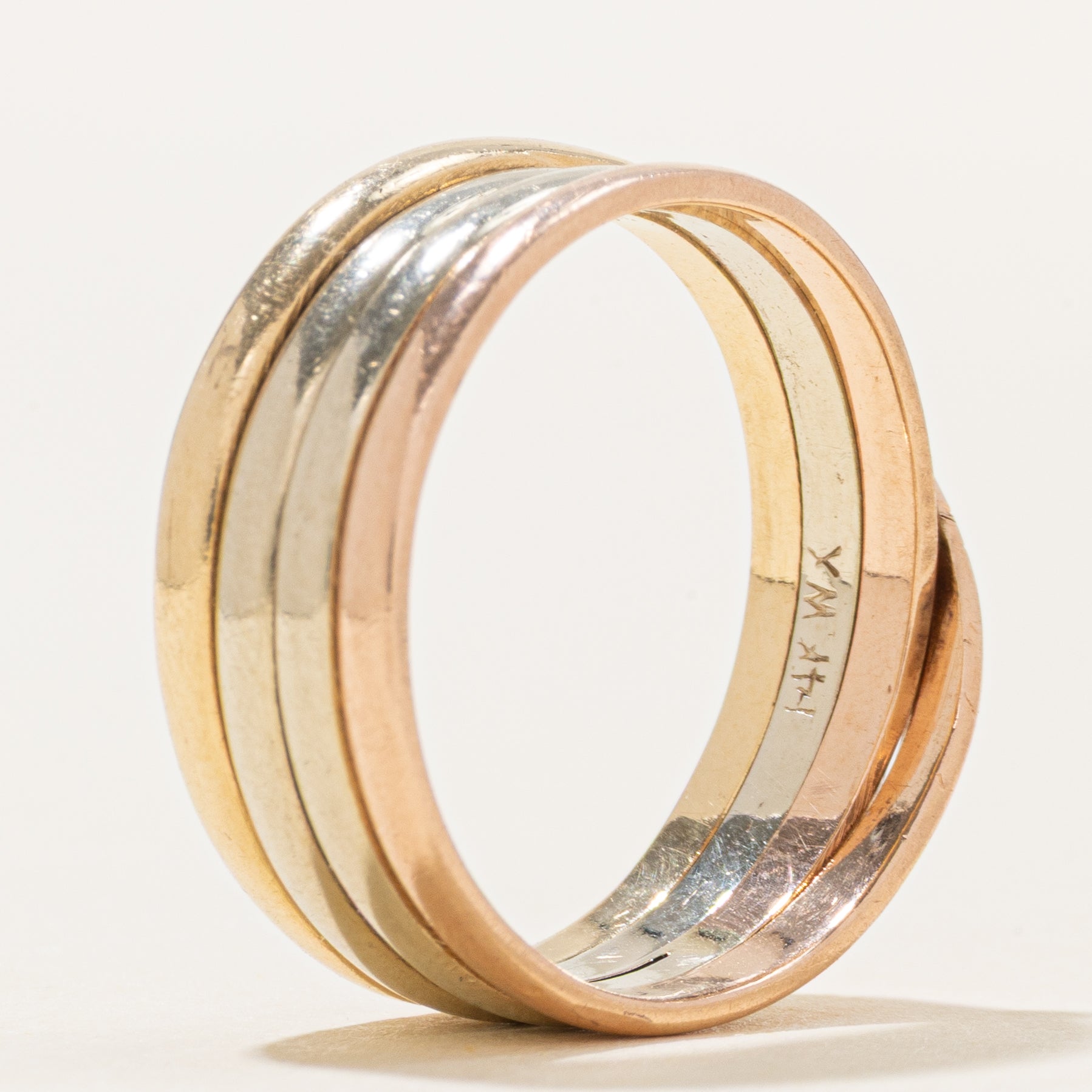 14k Tri Tone Gold Ring with Crossover Design | 7.75 | SZ 10