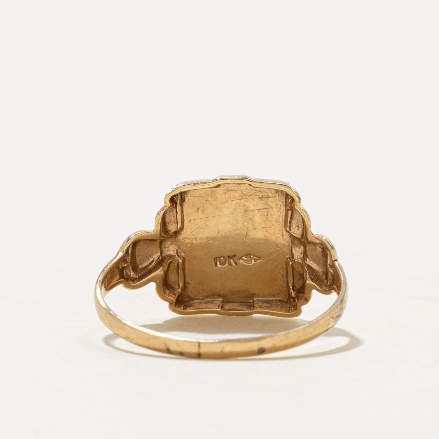 10k Yellow Gold "JB" Initial Floral Signet Ring | SZ 6.25