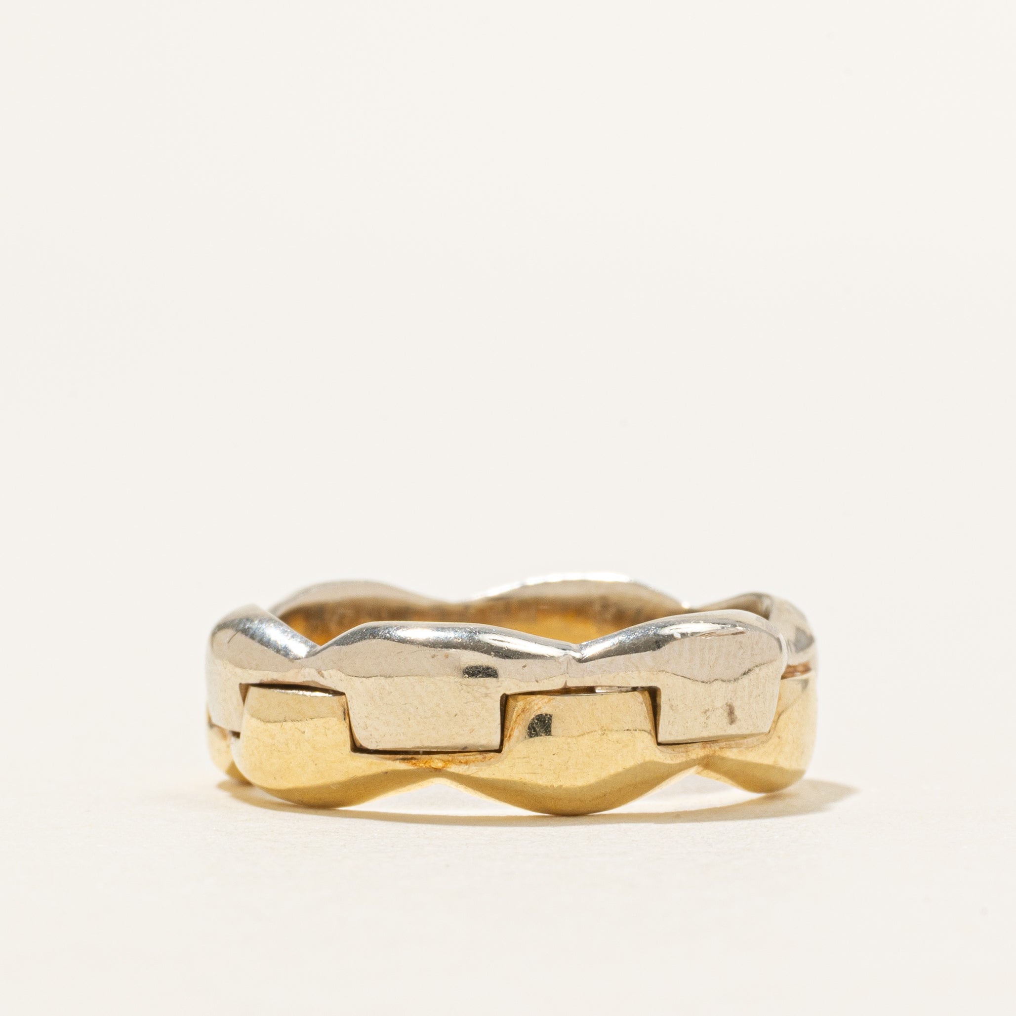 14K Two Tone Gold Interlocking Pattern Ring | 6.75mm | SZ 7