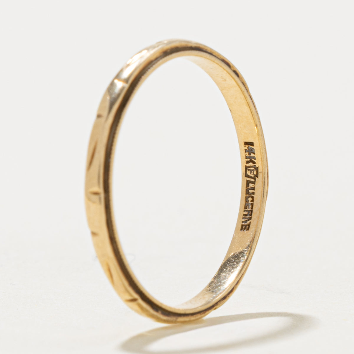 14k Yellow Gold Milgrain Textured Band | 2.10mm | SZ 6.75