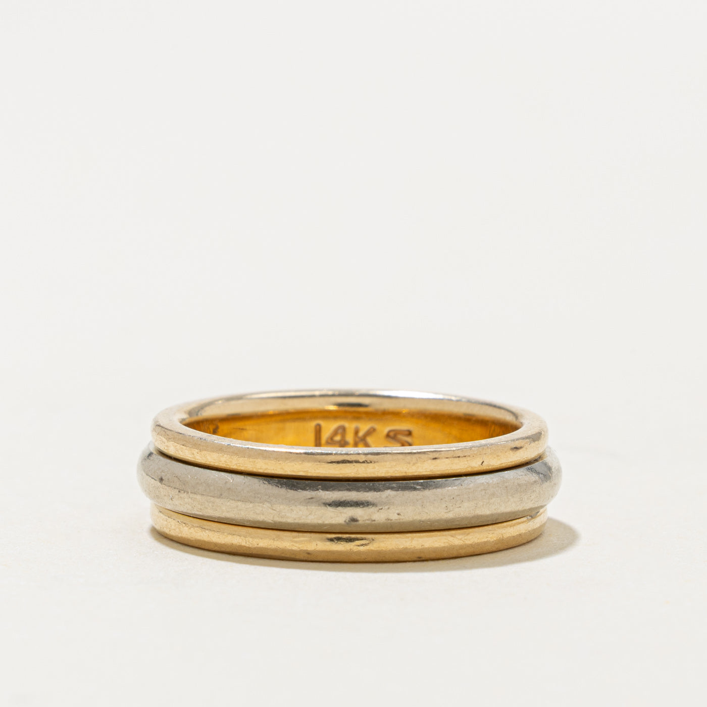 14k Yellow & White Gold Grooved Band | 5.55mm | SZ 6