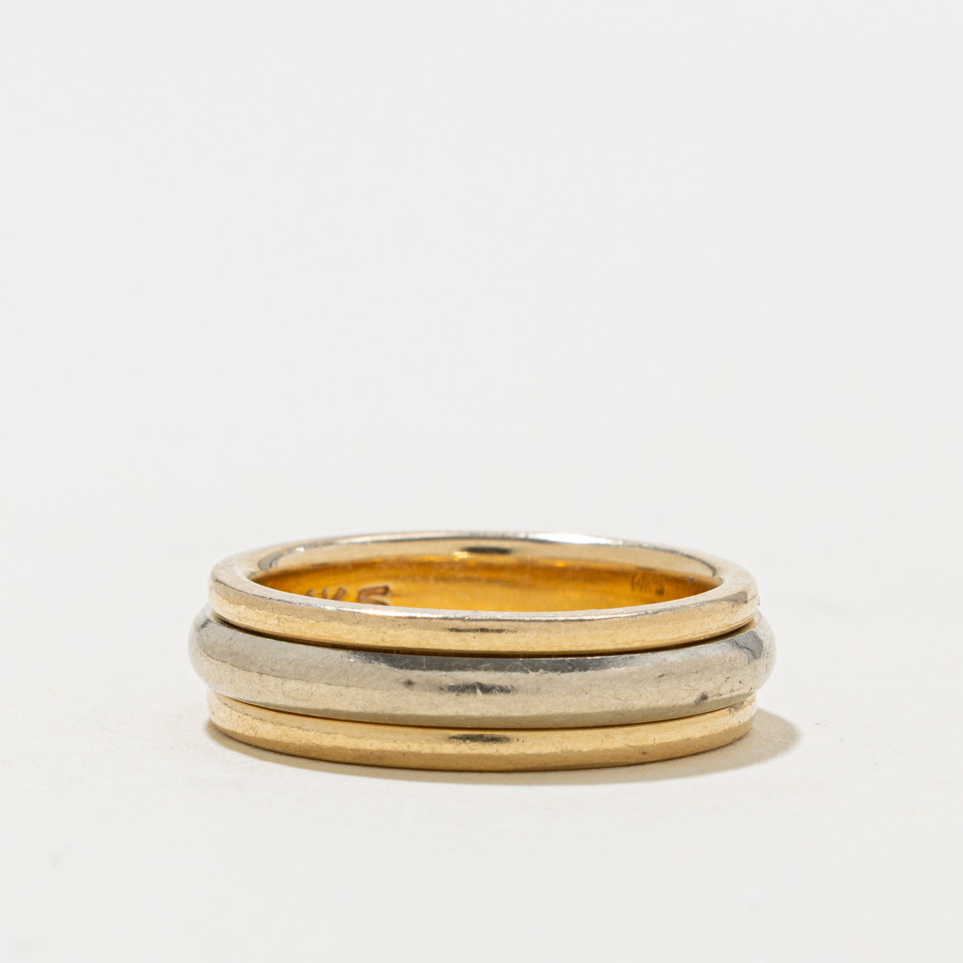 14k Yellow & White Gold Grooved Band | 5.55mm | SZ 6