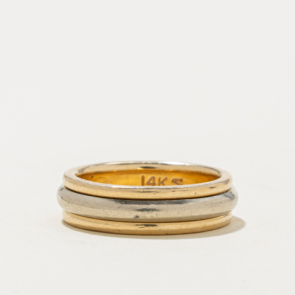 14k Yellow & White Gold Grooved Band | 5.55mm | SZ 6