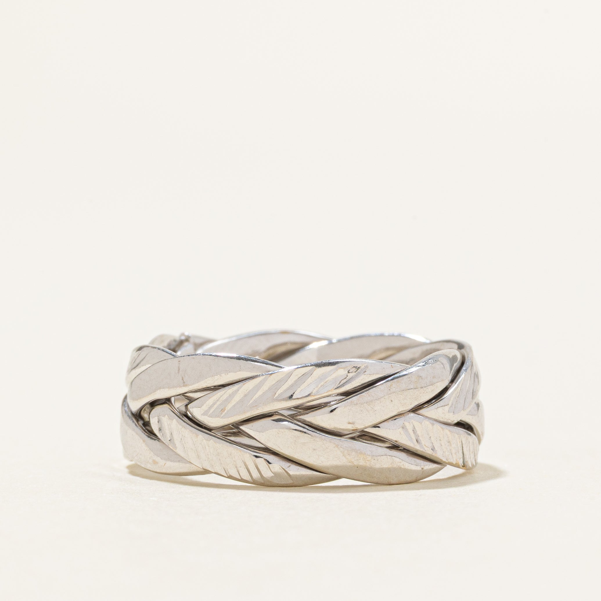 14K White Gold Braided Band | 7mm | SZ 6