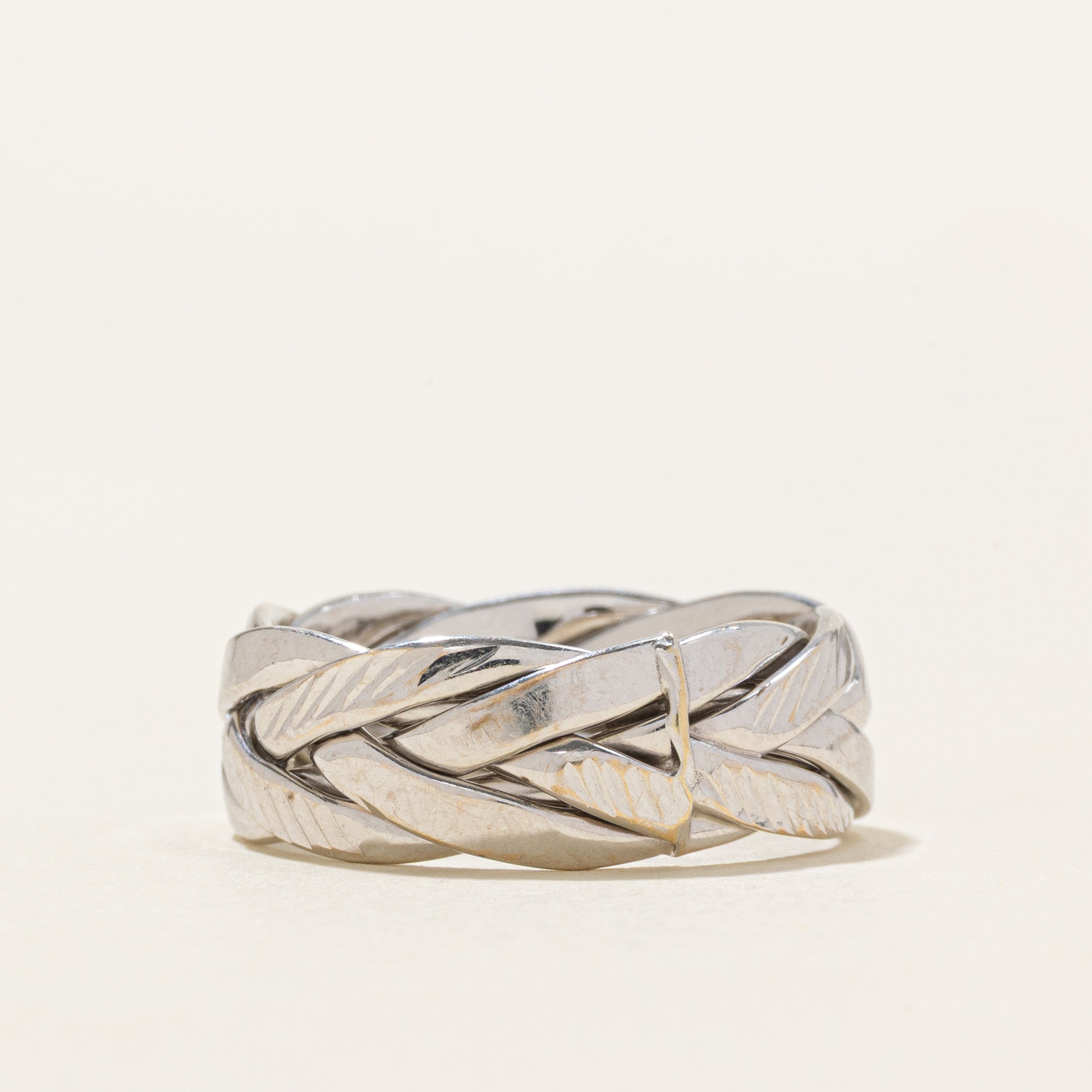 14K White Gold Braided Band | 7mm | SZ 6