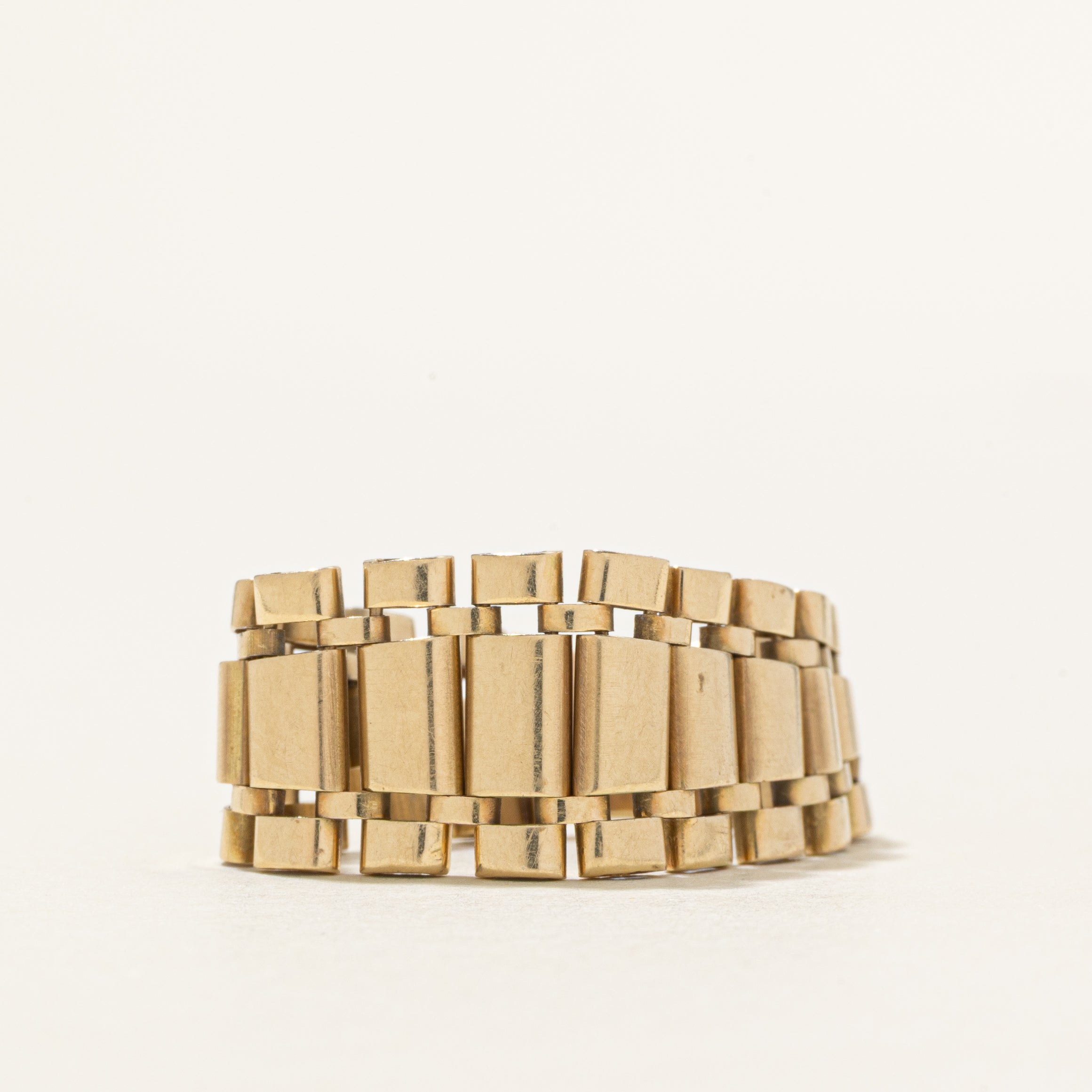 14K Yellow Gold Tapered Chain Ring | SZ 8