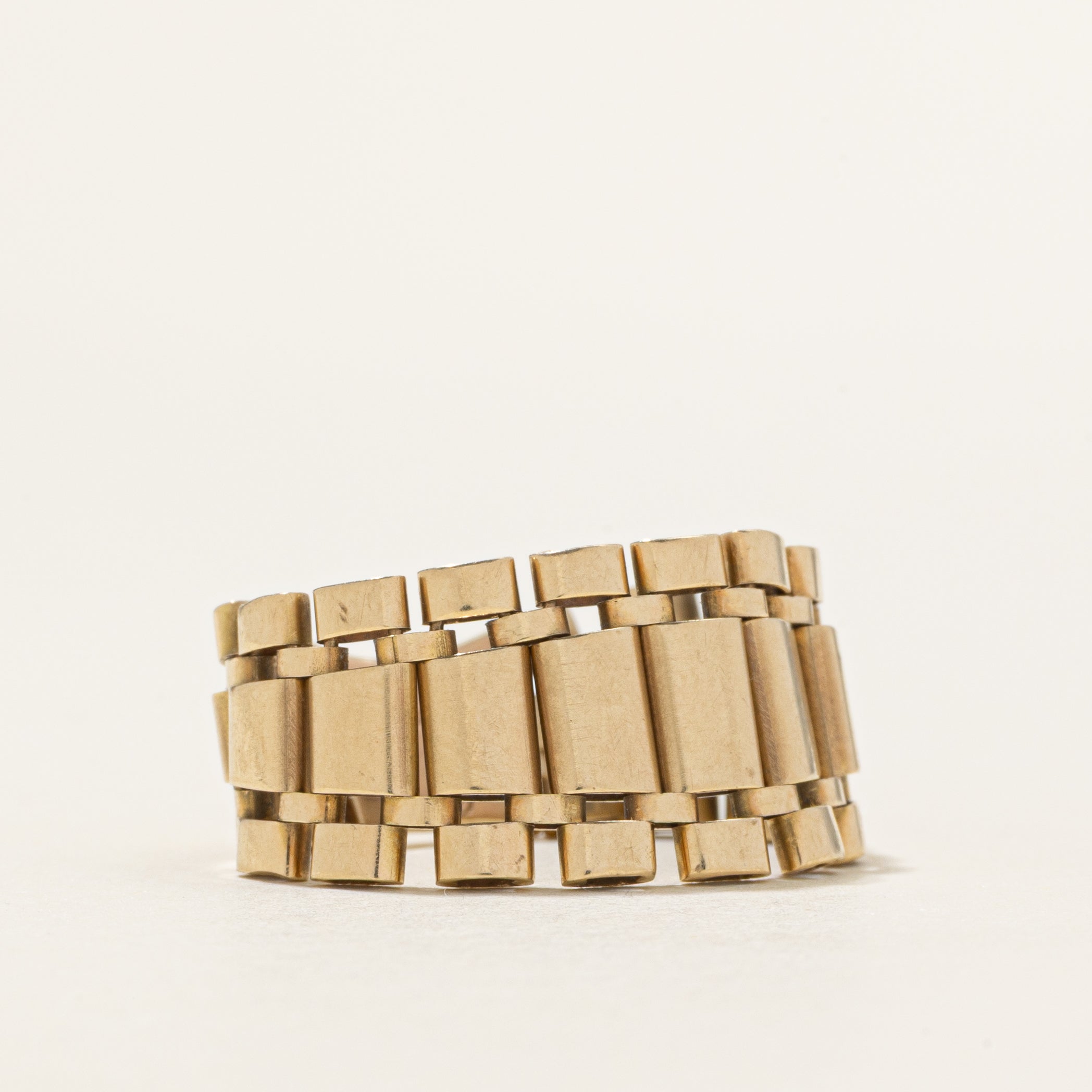 14K Yellow Gold Tapered Chain Ring | SZ 8