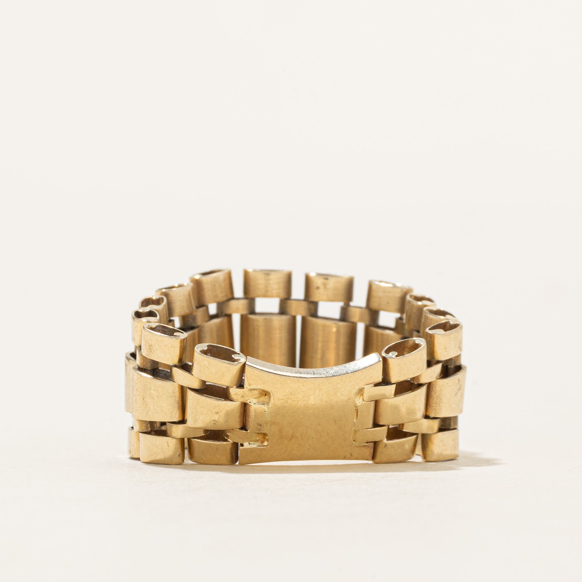 14K Yellow Gold Tapered Chain Ring | SZ 8