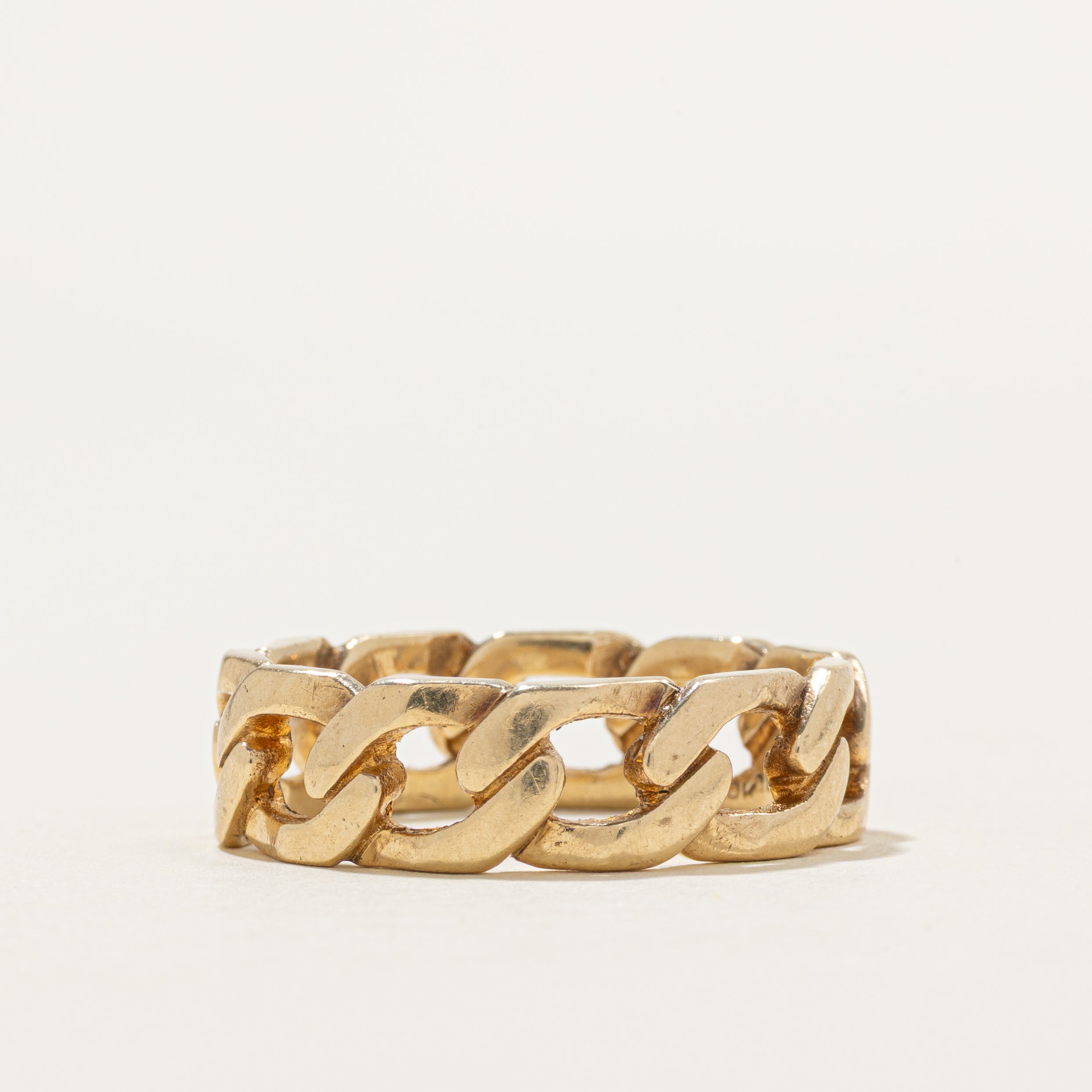 Vintage Canadian 10K Yellow Gold Chain Ring | 6.75mm | SZ 9.75