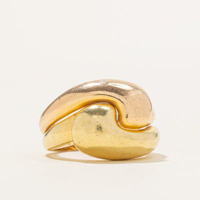 18K Italian Cross Over Chunky Ring | SZ 7.25