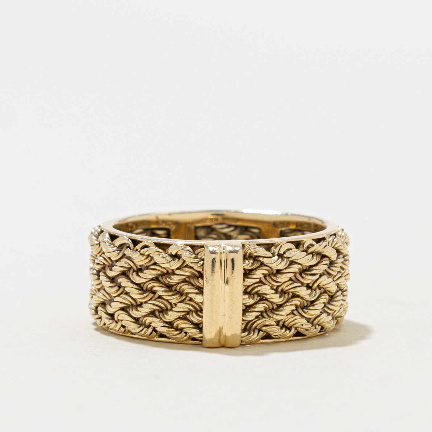 14k Yellow Gold Rope Woven Band | 9.00mm | SZ 8.25