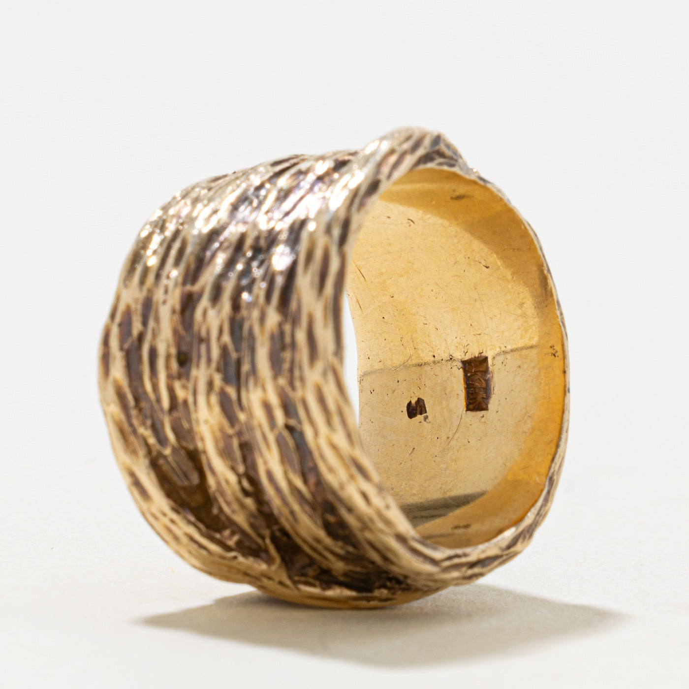 14k Yellow Gold Nuggety & Textured Cigar Band | 13.0mm | SZ 6.25