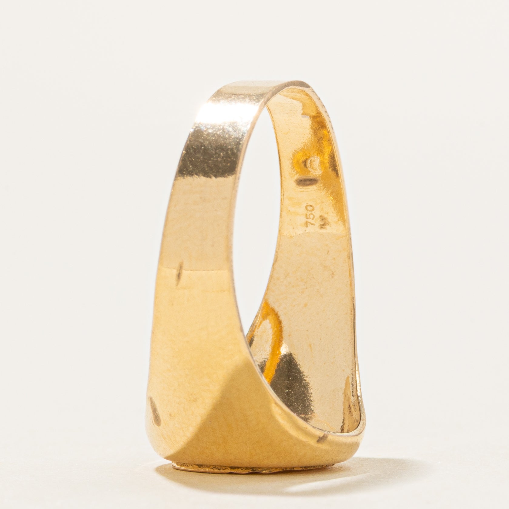18k Yellow Gold Textured Signet Ring | SZ 7.75