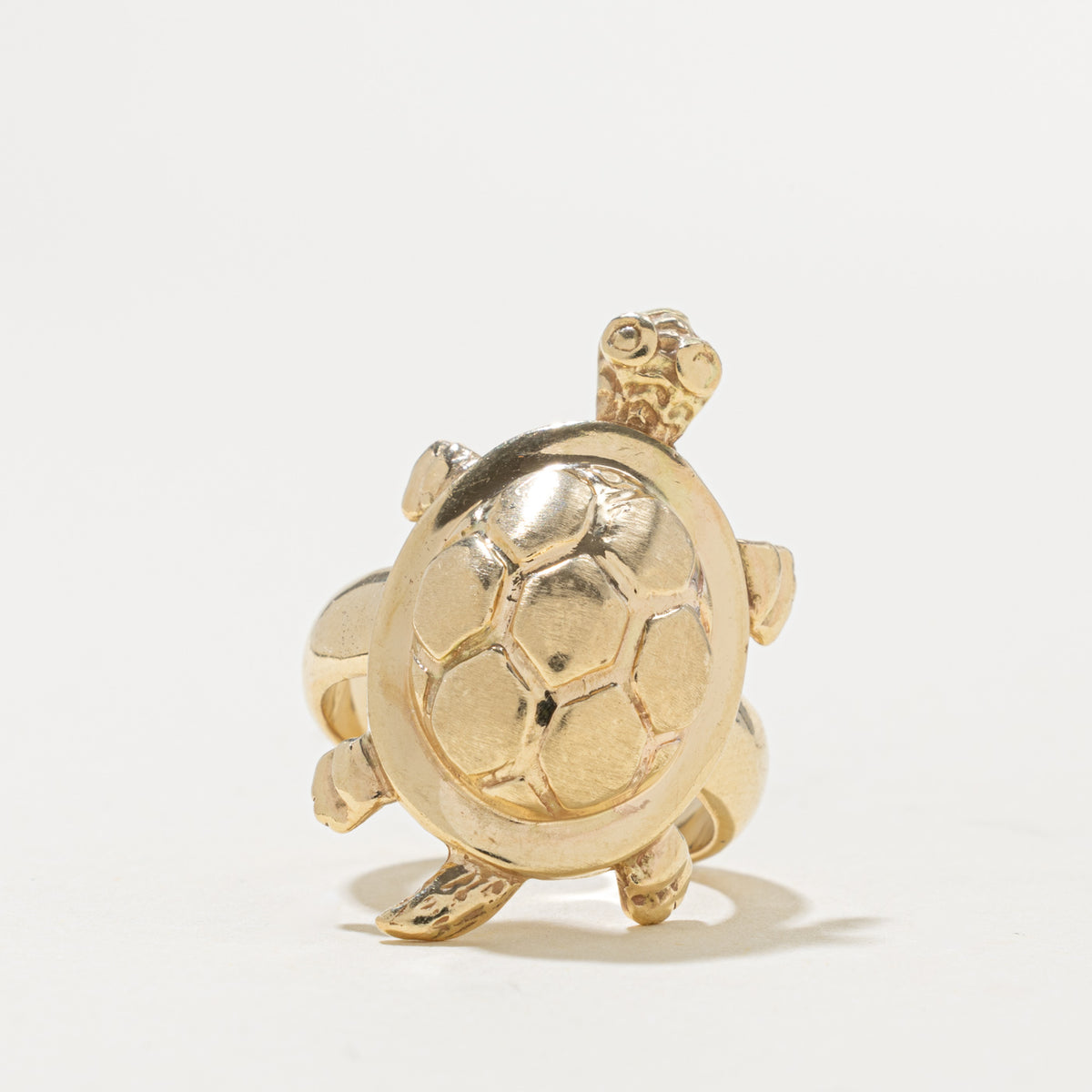 14k Yellow Gold Engraved Turtle Ring | SZ 6.25