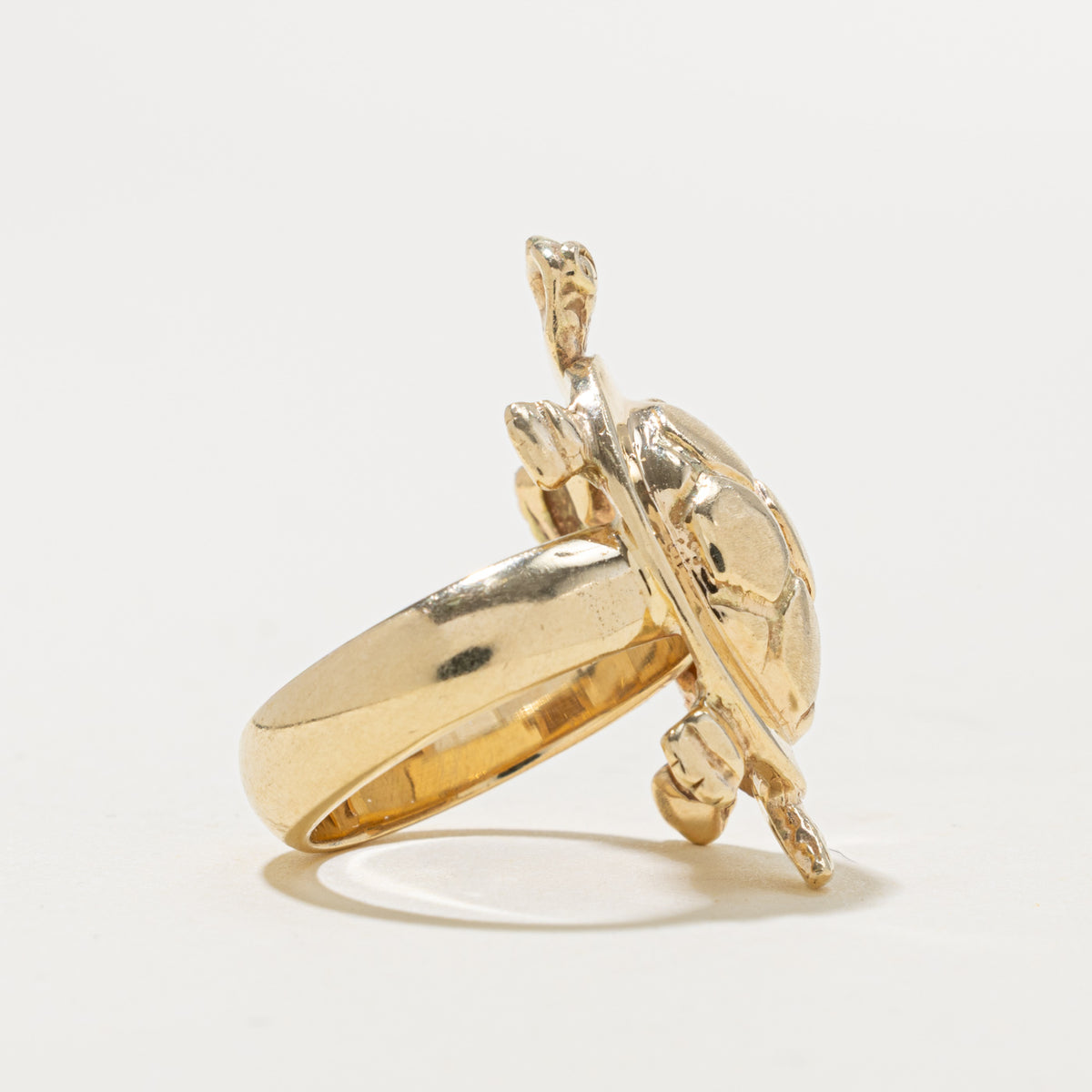 14k Yellow Gold Engraved Turtle Ring | SZ 6.25