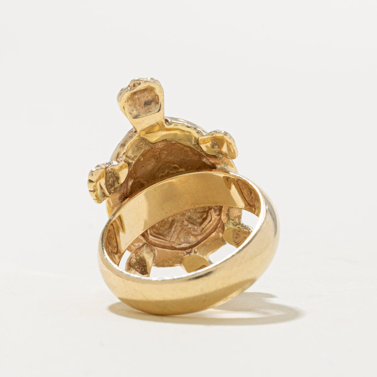 14k Yellow Gold Engraved Turtle Ring | SZ 6.25