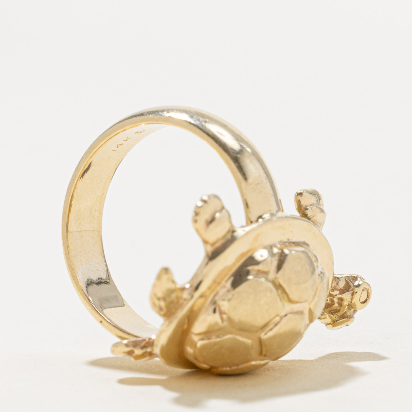 14k Yellow Gold Engraved Turtle Ring | SZ 6.25