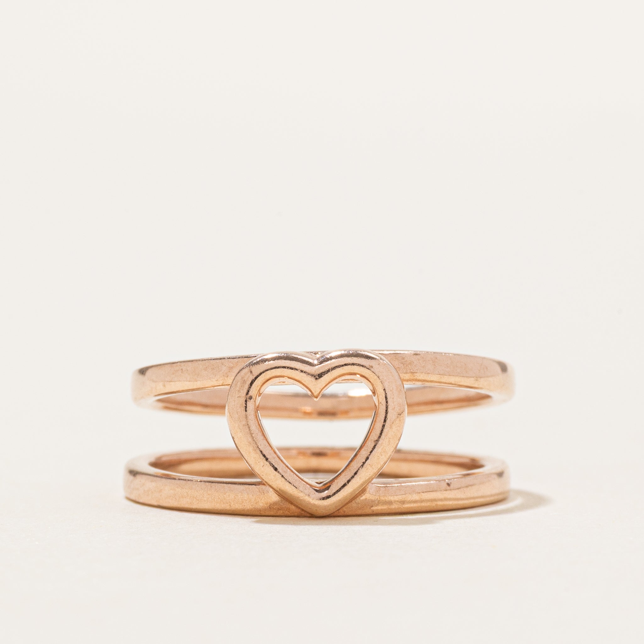 10k Yellow Gold Open Heart Split Ring | SZ 6.75