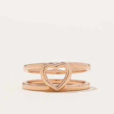 10k Yellow Gold Open Heart Split Ring | SZ 6.75