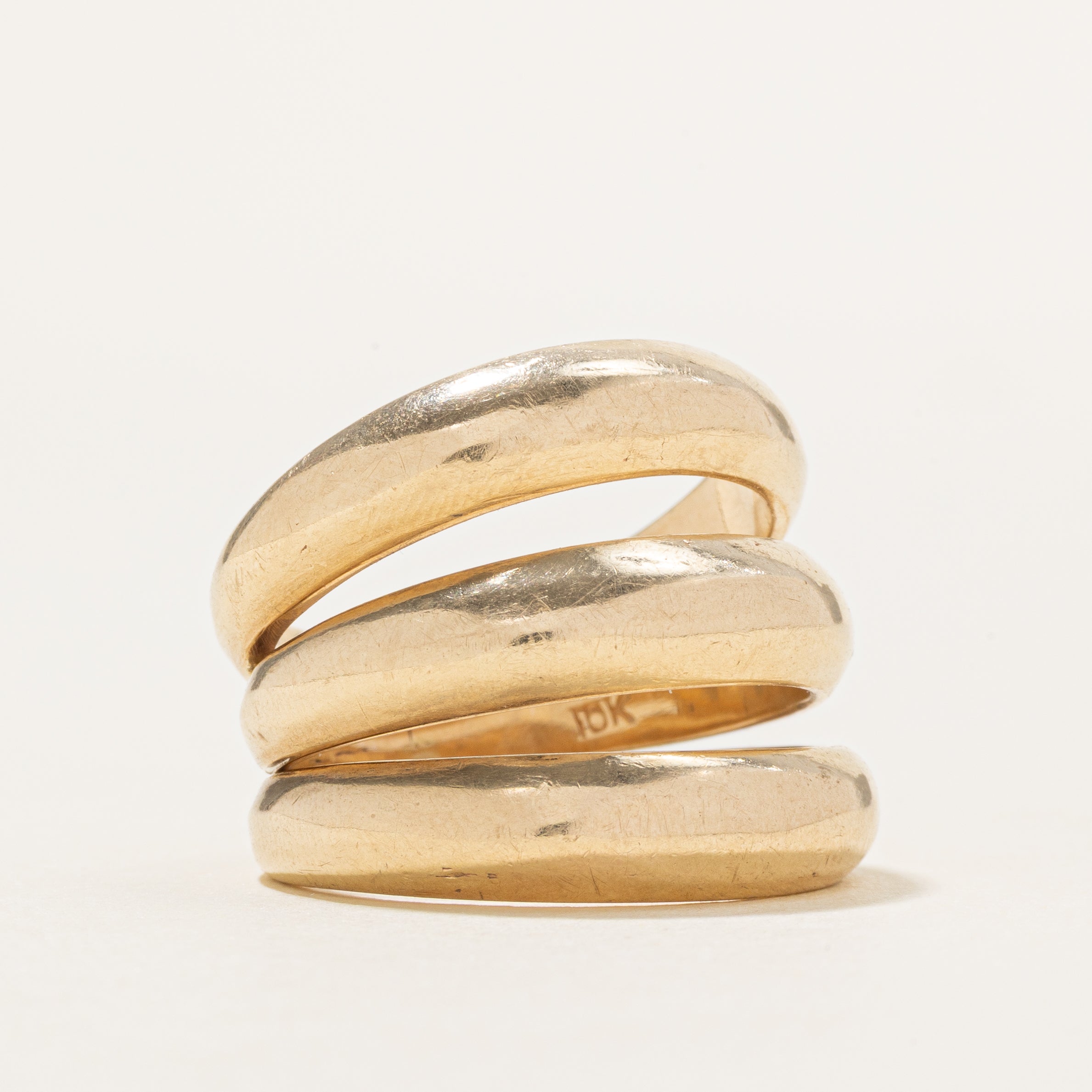 10k Yellow Gold Triple Layered Chunky Ring | SZ 7.5