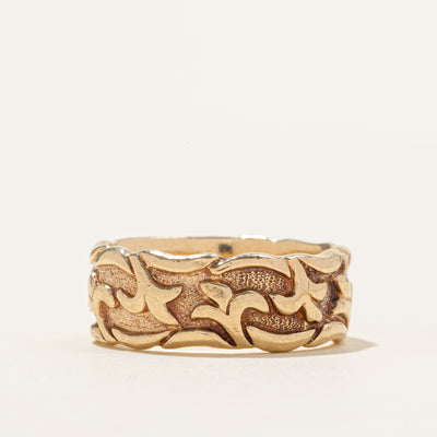 10k Yellow Gold Embossed Band | 9mm | SZ 11