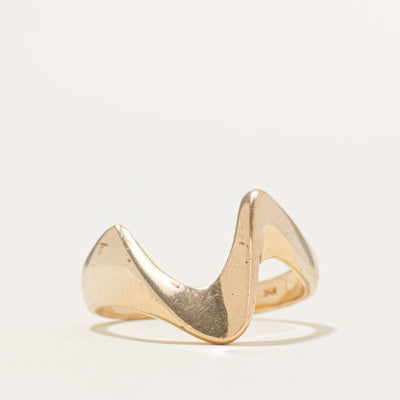 10k Yellow Gold Plain Abstract Chevron Ring | SZ 8.5