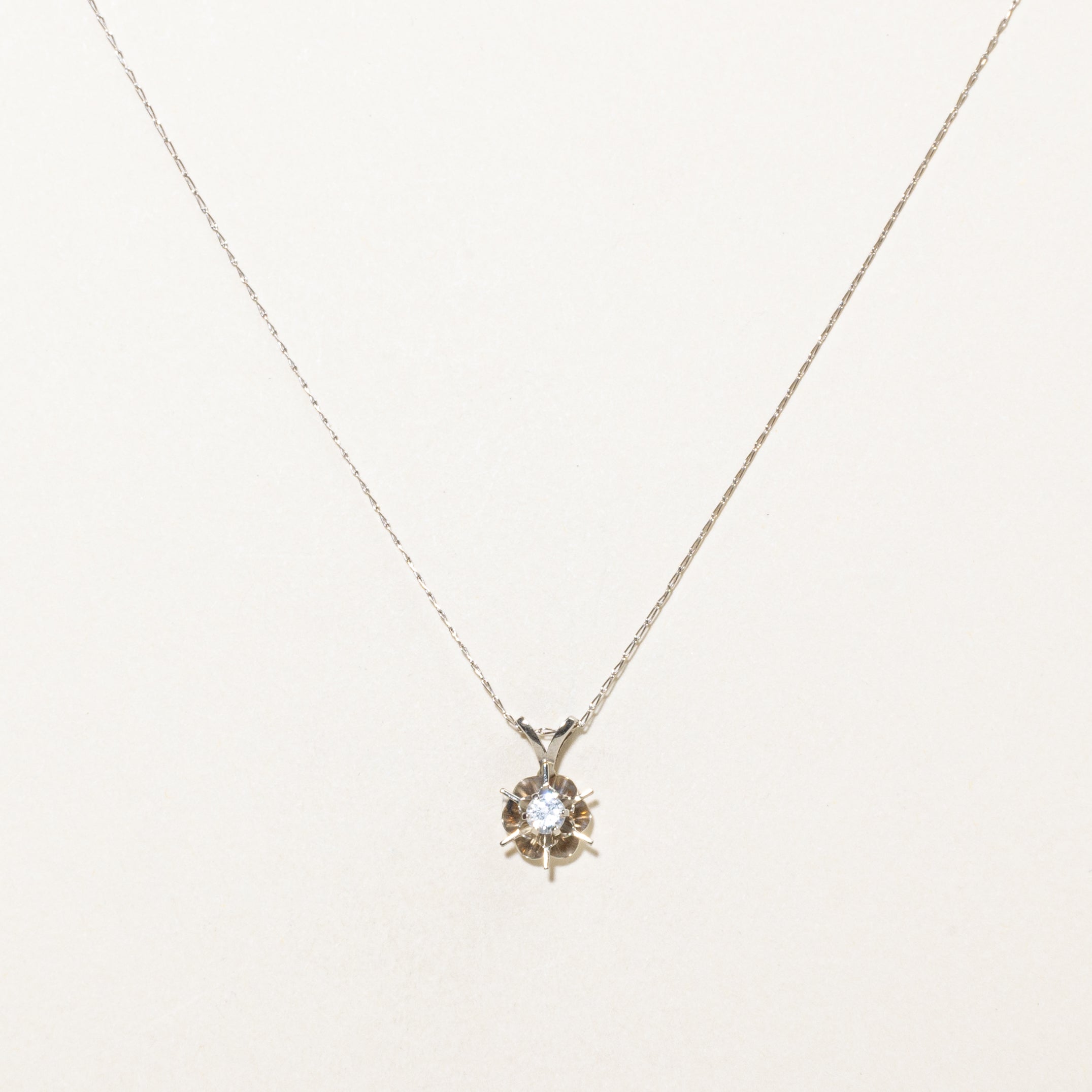 White Gold Belcher Set Diamond Pendant Necklace | 0.13ct | 21"