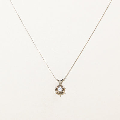 White Gold Belcher Set Diamond Pendant Necklace | 0.13ct | 21