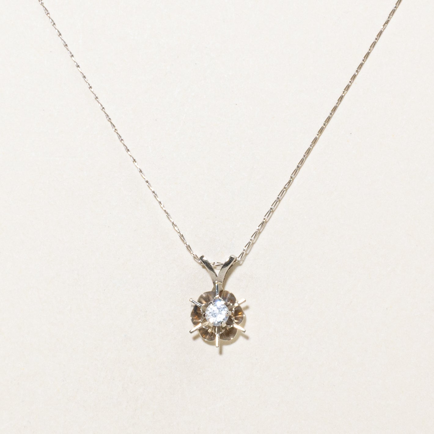 White Gold Belcher Set Diamond Pendant Necklace | 0.13ct | 21"