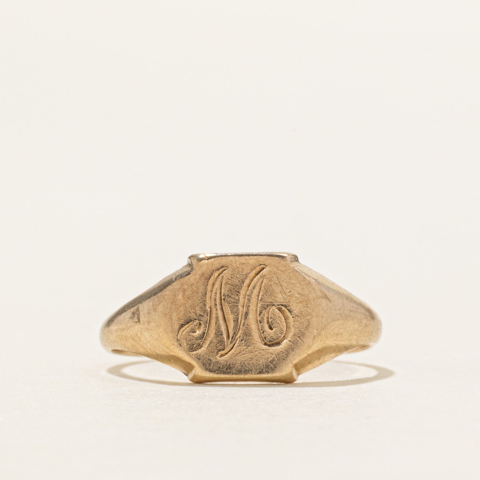 10k Yellow Gold "M" Initial Pinky Signet Ring | SZ 3
