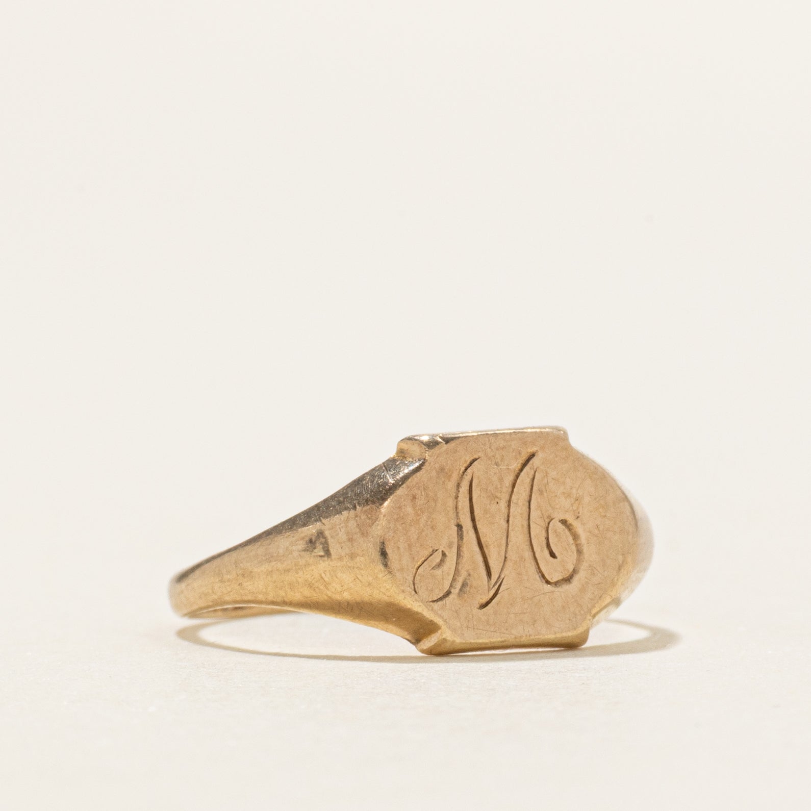 10k Yellow Gold "M" Initial Pinky Signet Ring | SZ 3