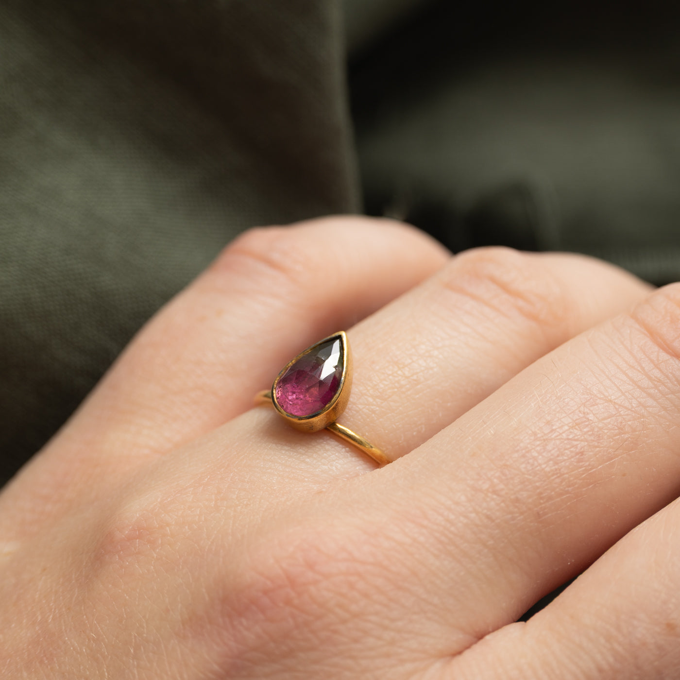 Bezel Set Watermelon Tourmaline Ring | 0.60ct | SZ 5.75