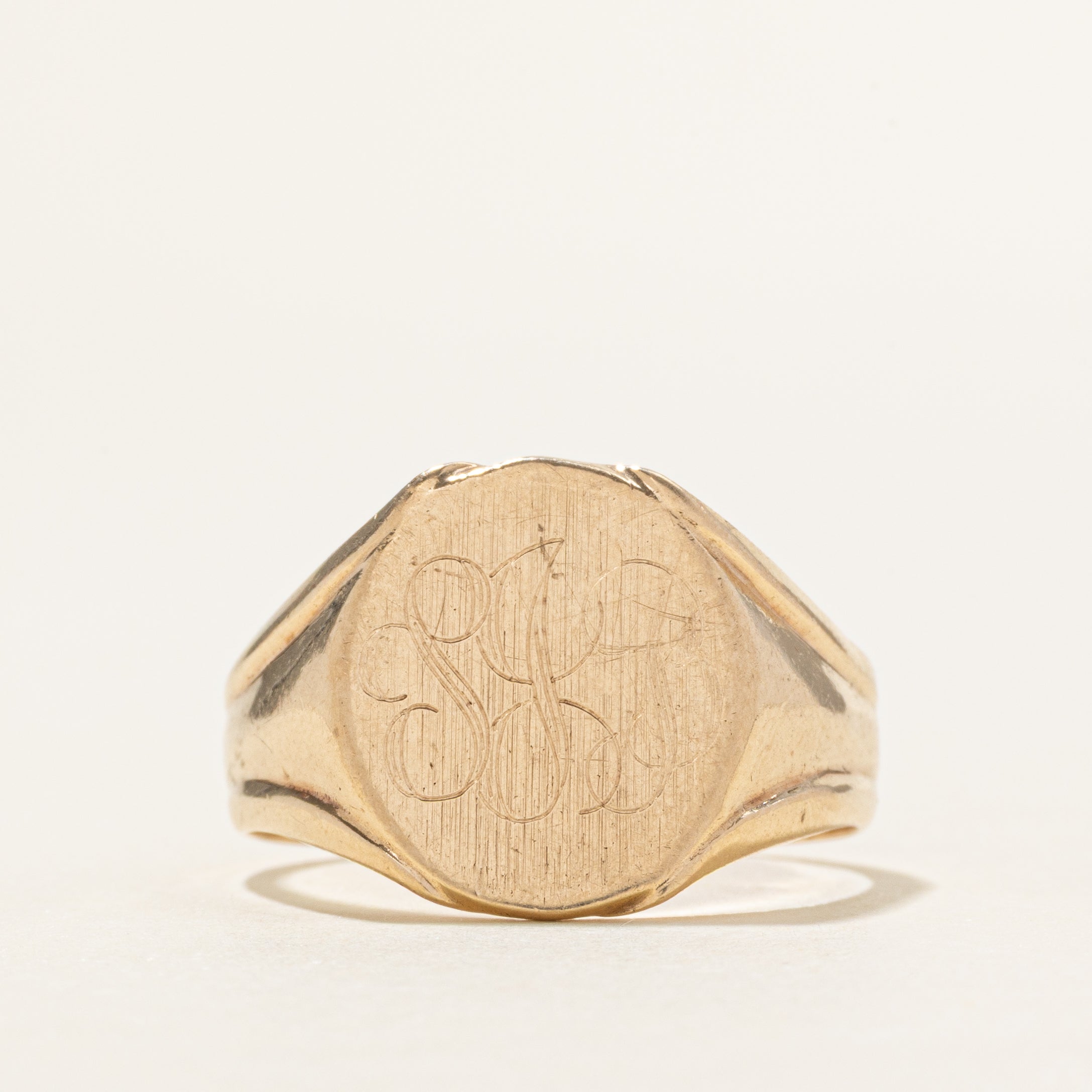 9k Yellow Gold "SJB" Initial Signet Ring | SZ 11
