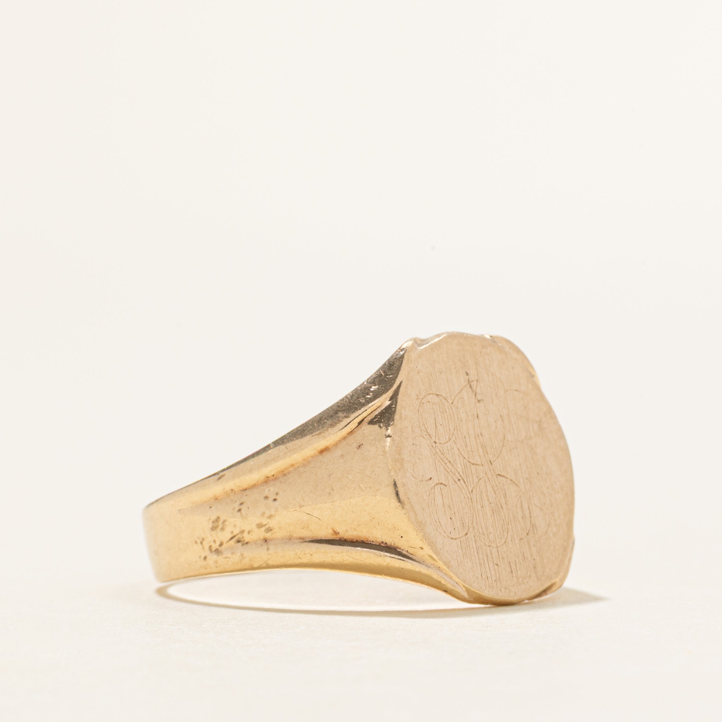 9k Yellow Gold "SJB" Initial Signet Ring | SZ 11
