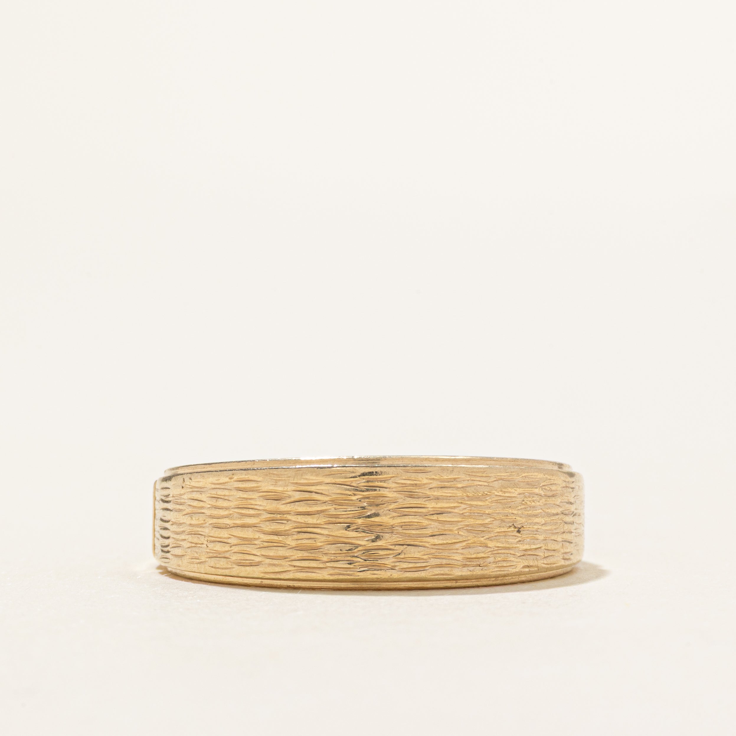 9k Yellow Gold Brush Textured Ring | SZ 10.5