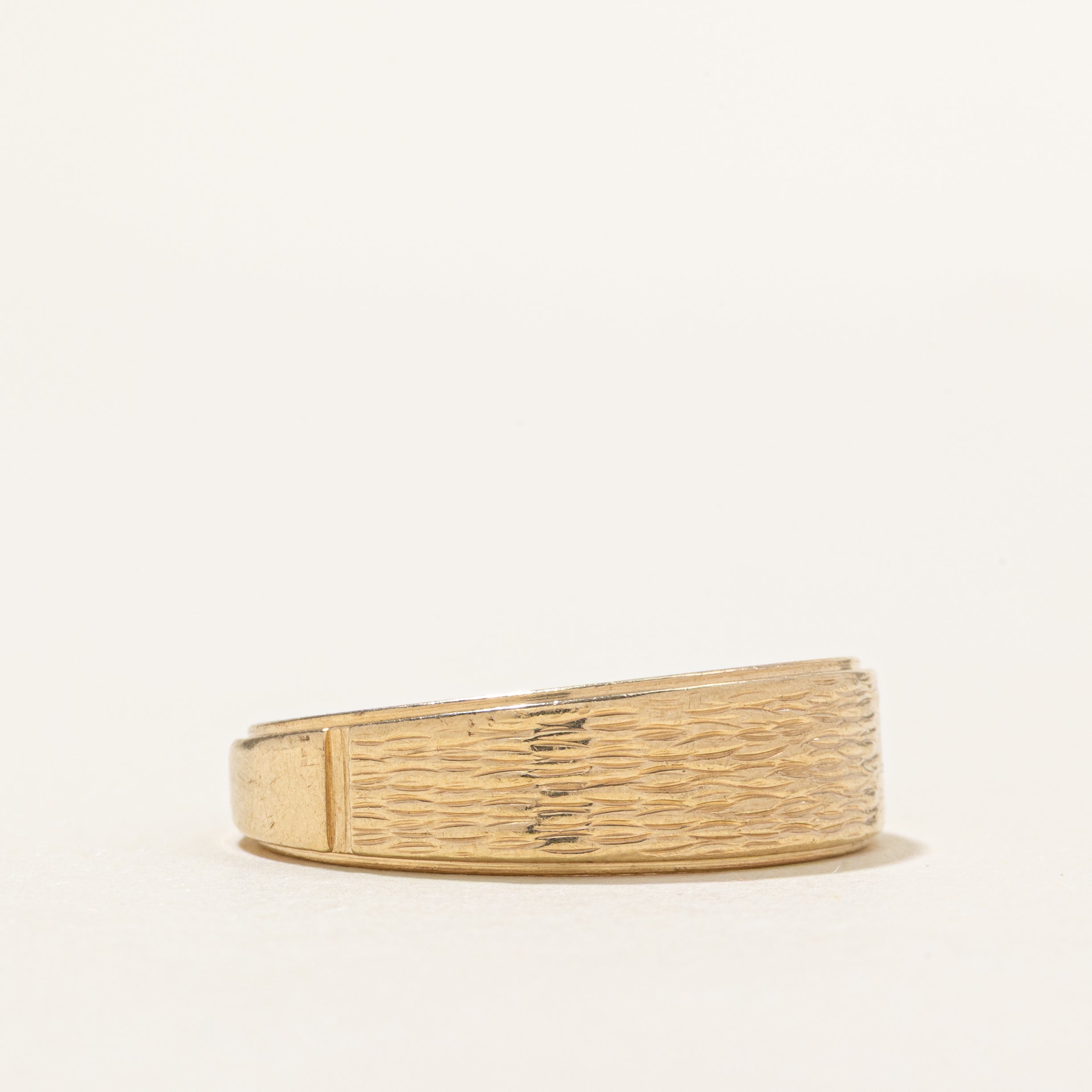 9k Yellow Gold Brush Textured Ring | SZ 10.5