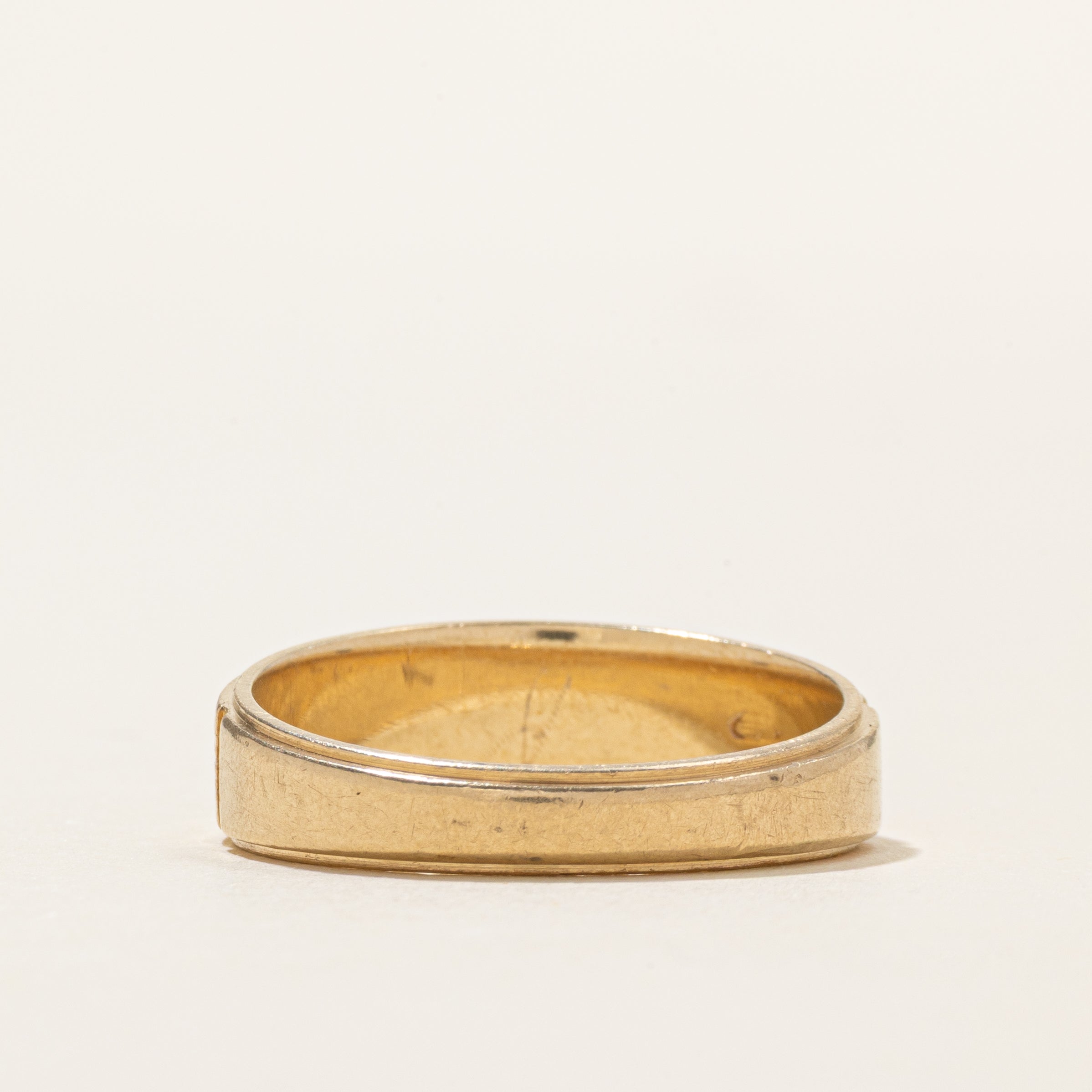 9k Yellow Gold Brush Textured Ring | SZ 10.5
