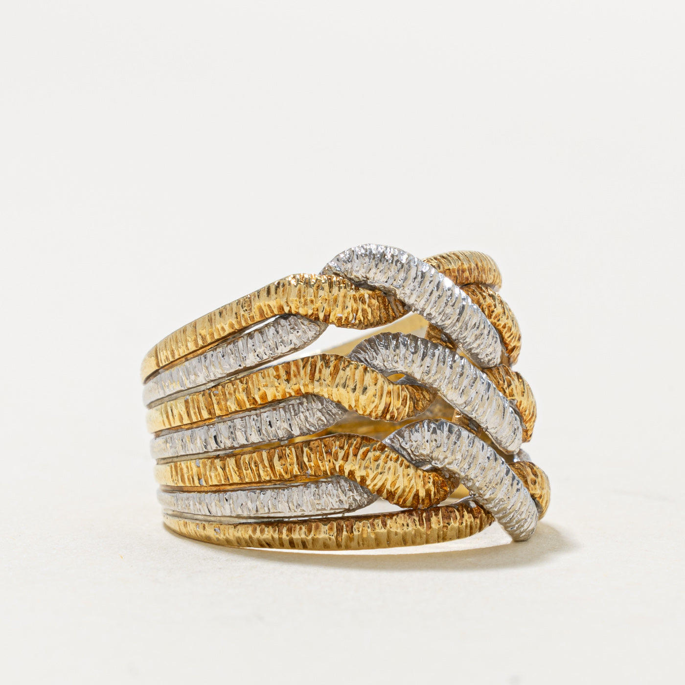 18k Yellow & White Gold Woven Abstract Band | 8.15mm | SZ 8