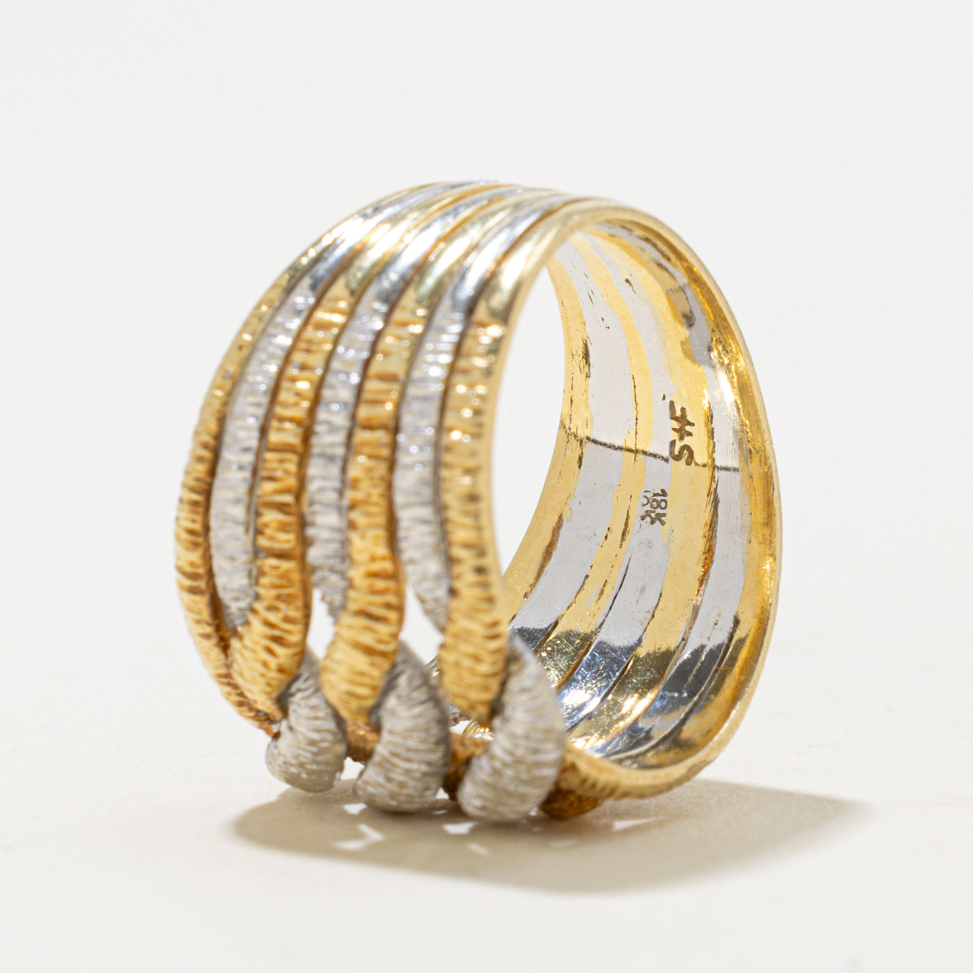 18k Yellow & White Gold Woven Abstract Band | 8.15mm | SZ 8