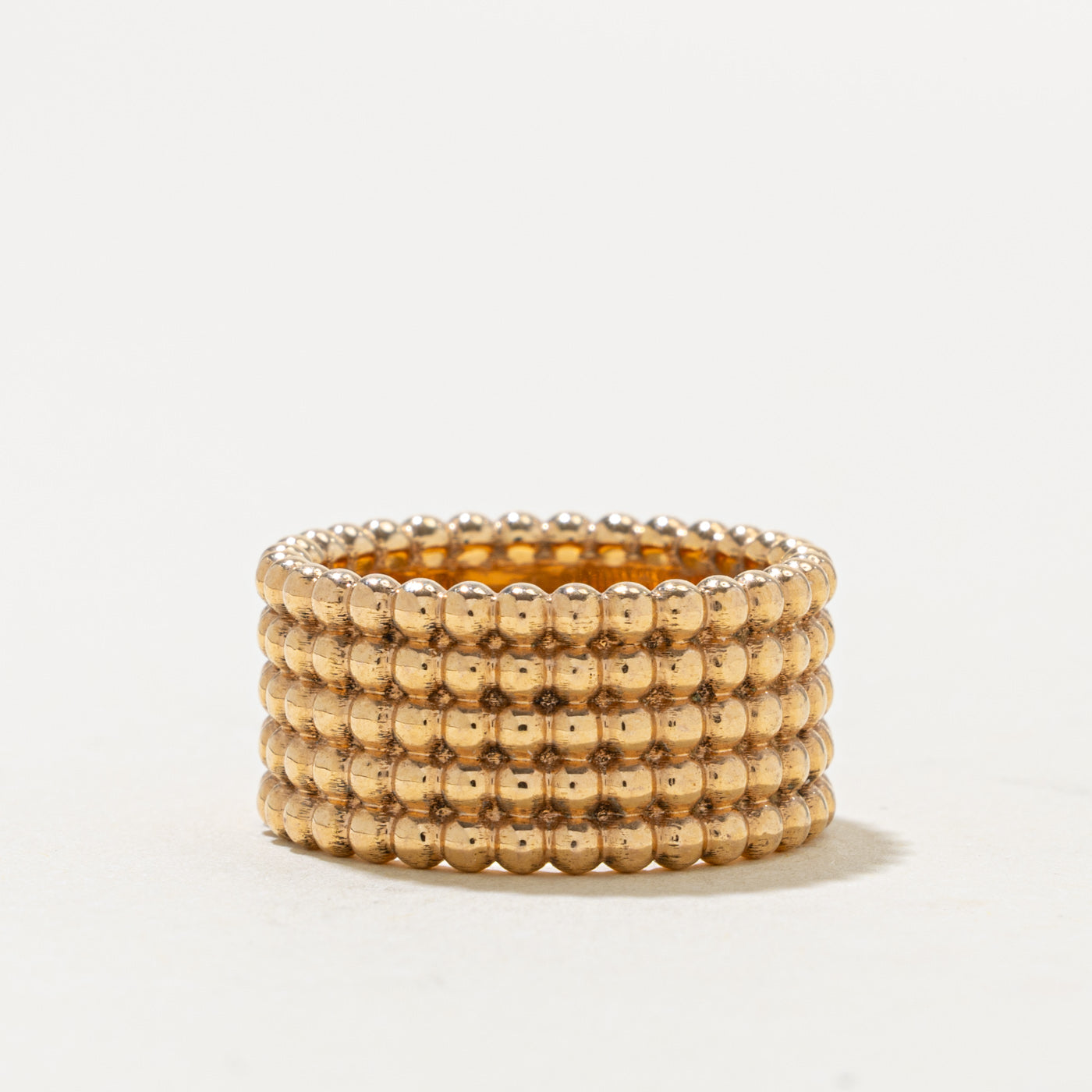 18k Rose Gold Bead Textured Band | 9.75mm | SZ 5.25