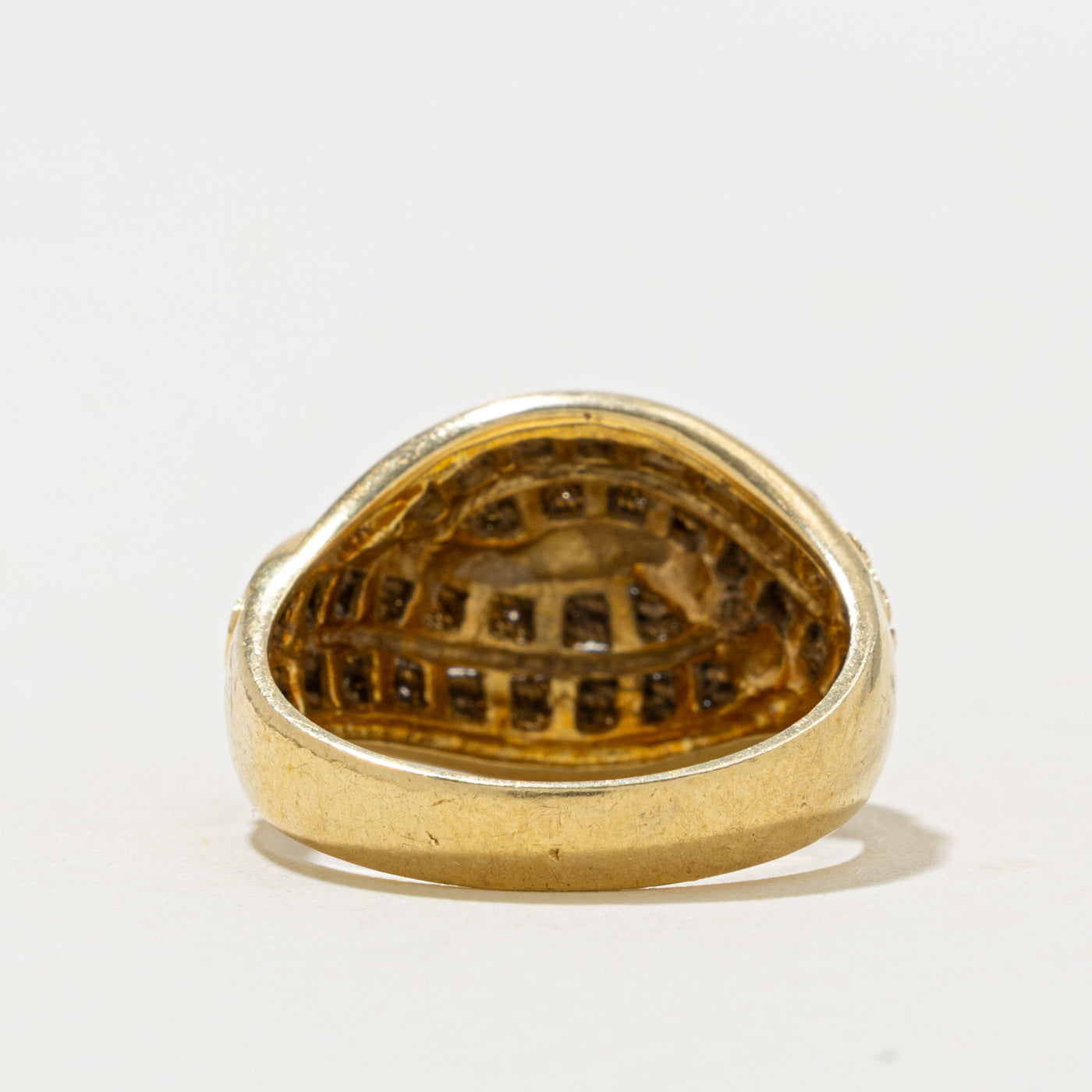 18k Yellow Gold Rope Crossover Dome Ring | SZ 6.75