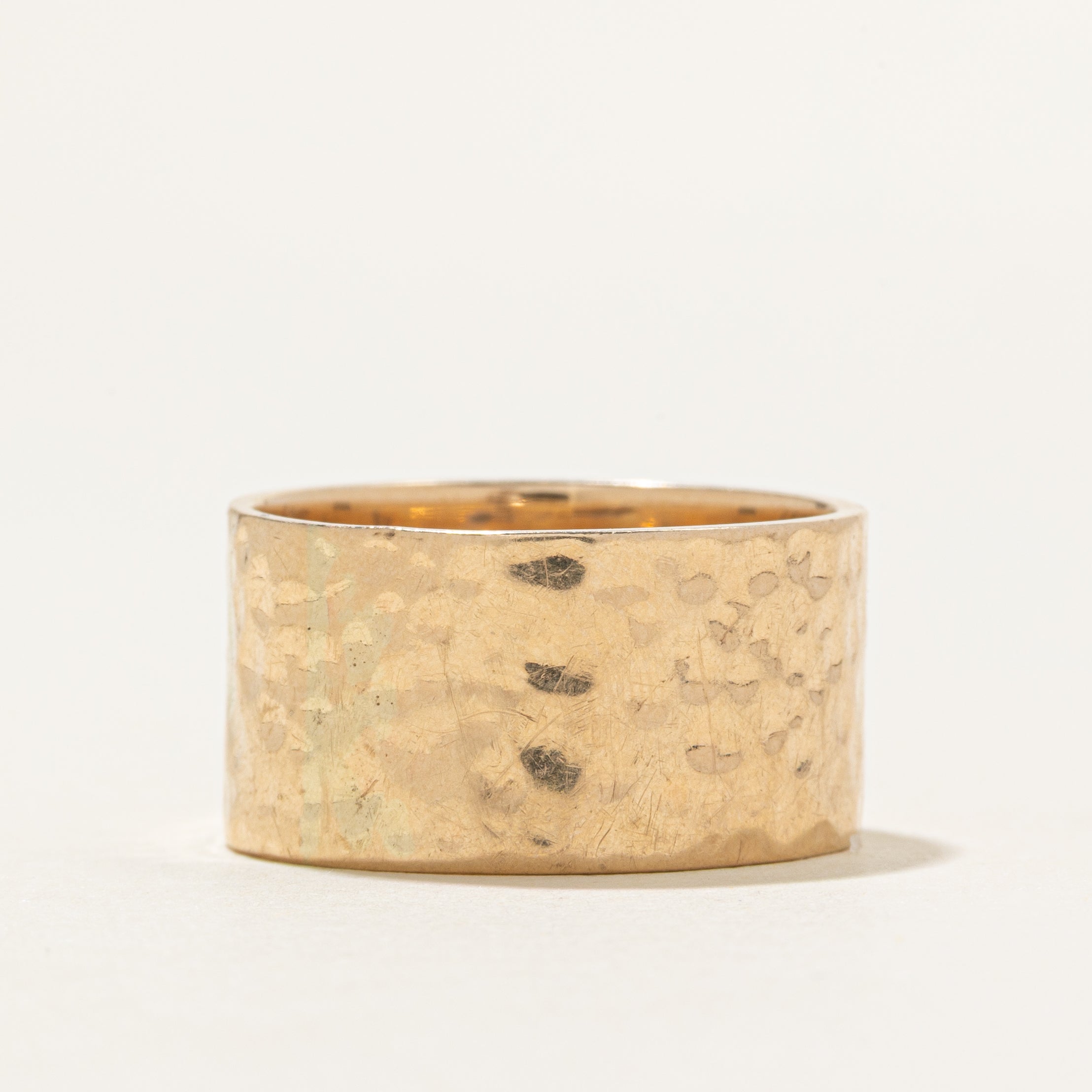 10K Hammered Yellow Gold Cigar Band | 11.25mm | SZ 9