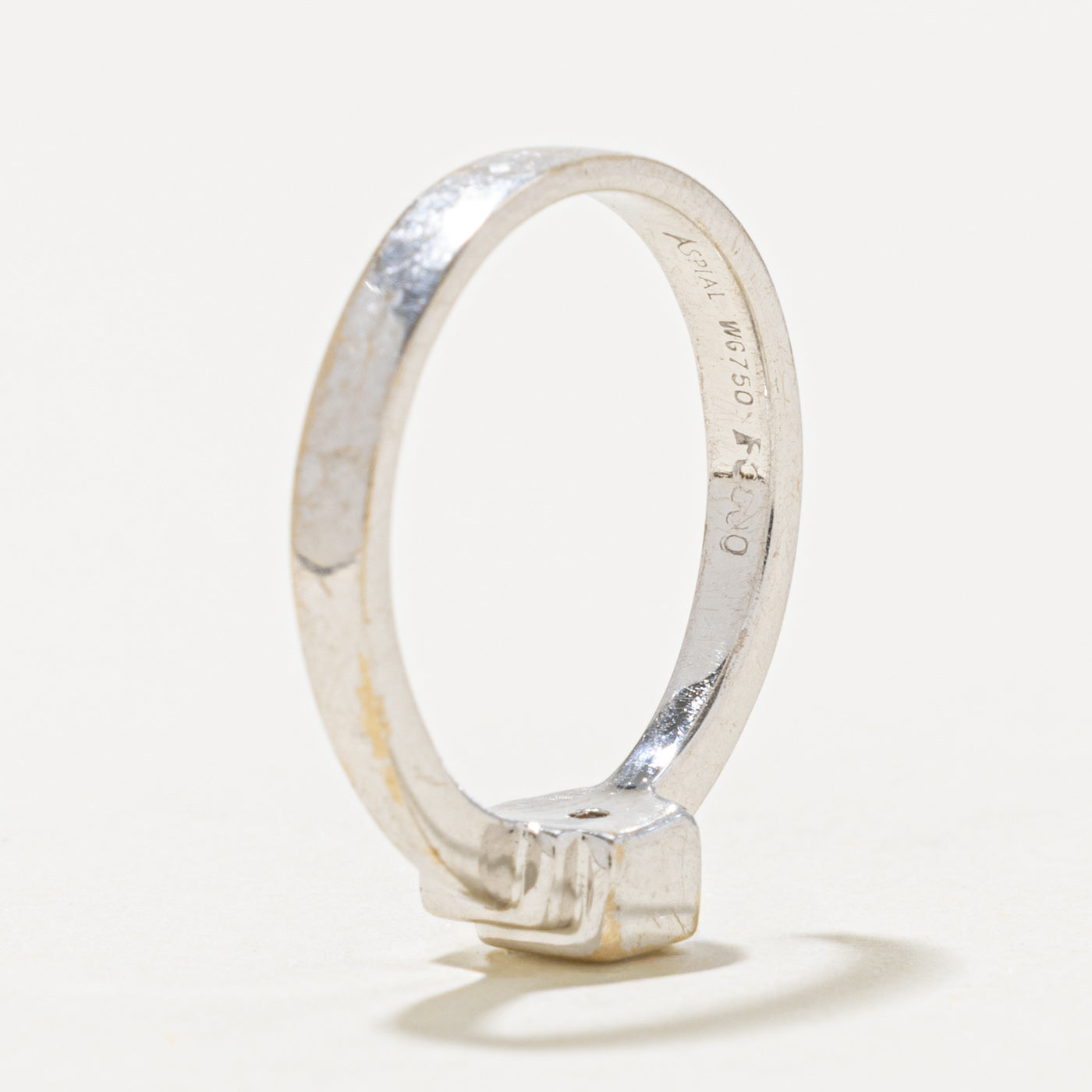18k White Gold Textured Geometric Ring | SZ 5