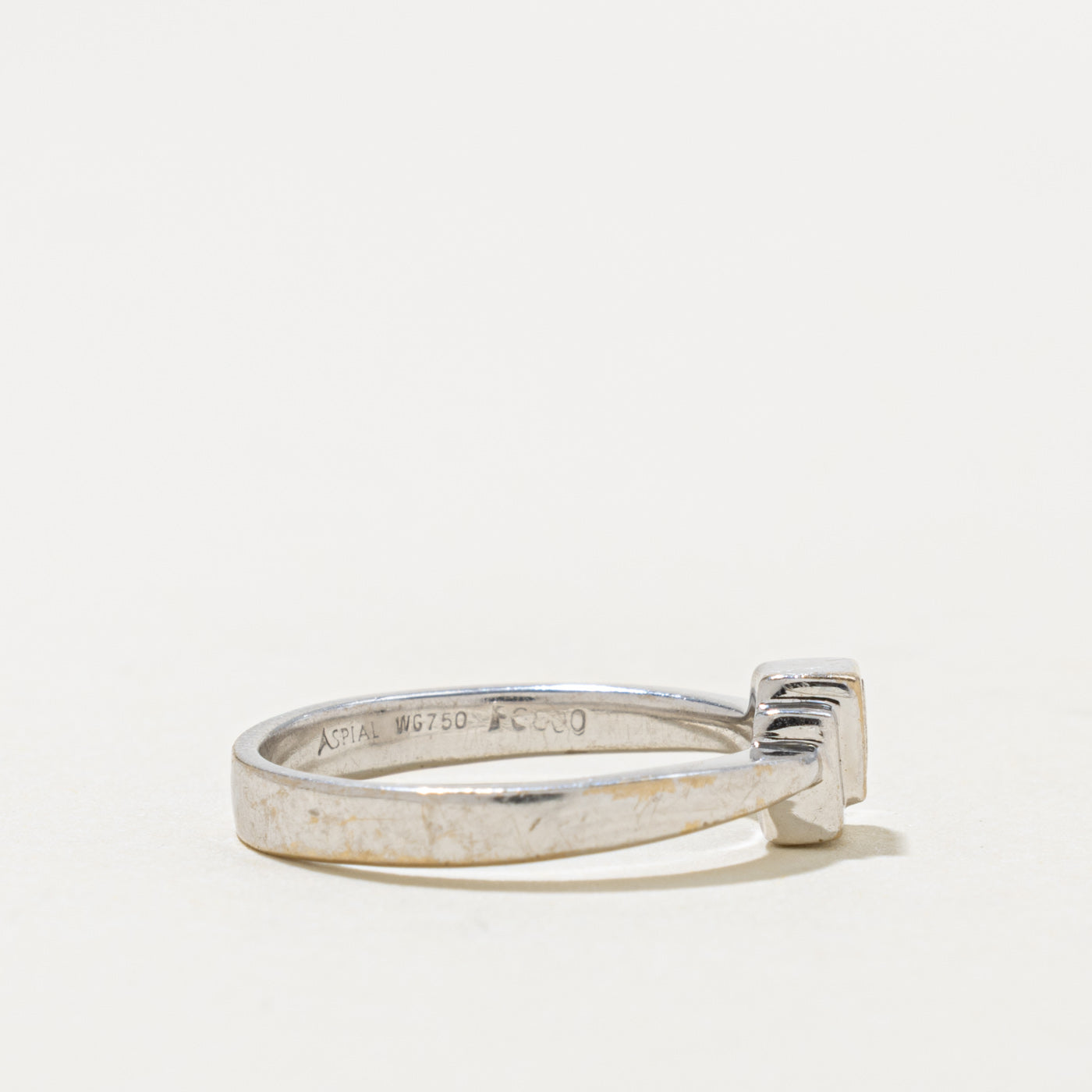 18k White Gold Textured Geometric Ring | SZ 5