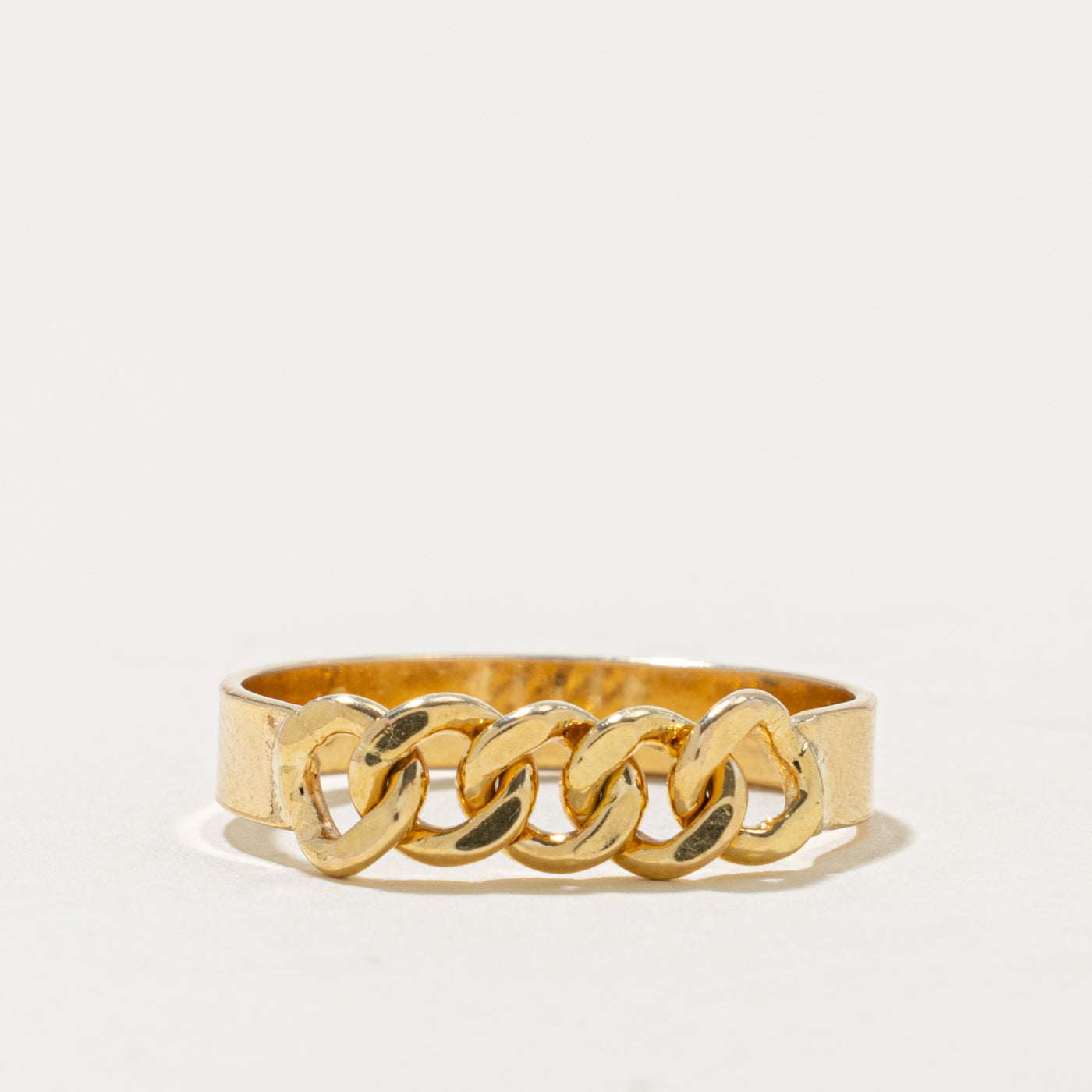 18k Yellow Gold Curb Link Chain Ring | SZ 6.75
